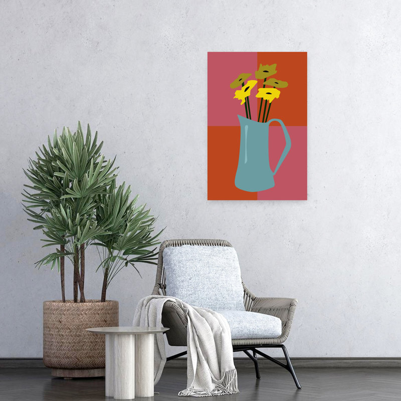 Art contemporain contemporain rétro fleur rétro, H 24 po x l 16 po