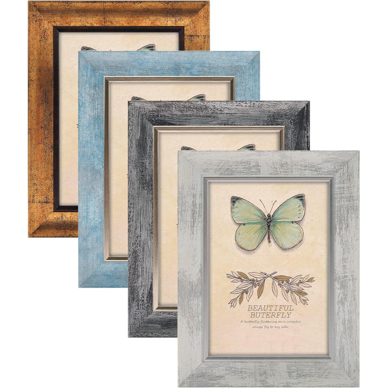 5X7 Picture Frames Set Of 4 Rustic Retro Photo Frame With Plexiglass Wall Mount And Tabletop Display Family Friends Wedding Gift