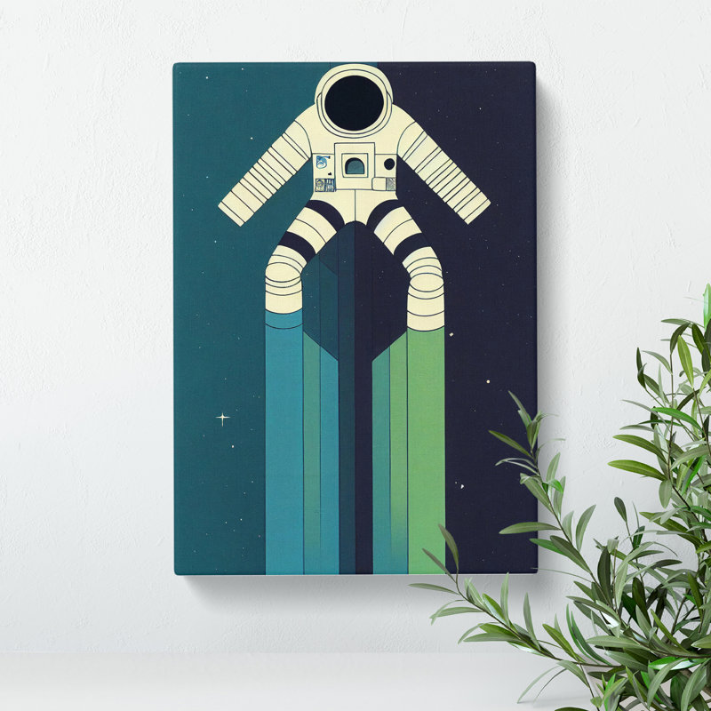 XC1022-3778X Retro Astronaut No.3 - Print on Canvas, 50cm H x 35cm W x 3cm D, Wrapped Canvas