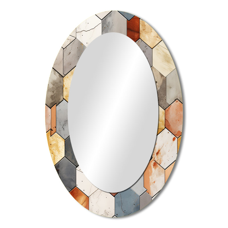 Tymvou - Miroir mural ovale brun, H 36 po x l 24 po