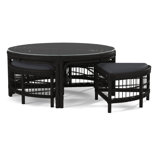 Raffles Rattan Cocktail Table with Benches