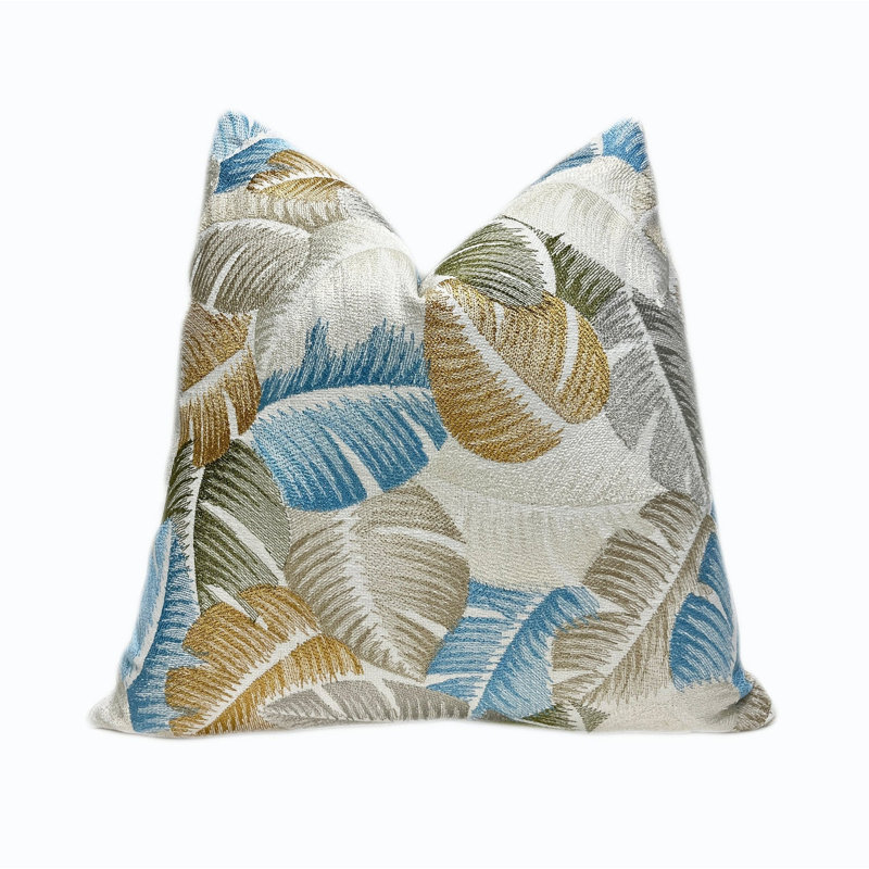 Housse de coussin en lin brodé, H 20 po x l 20 po