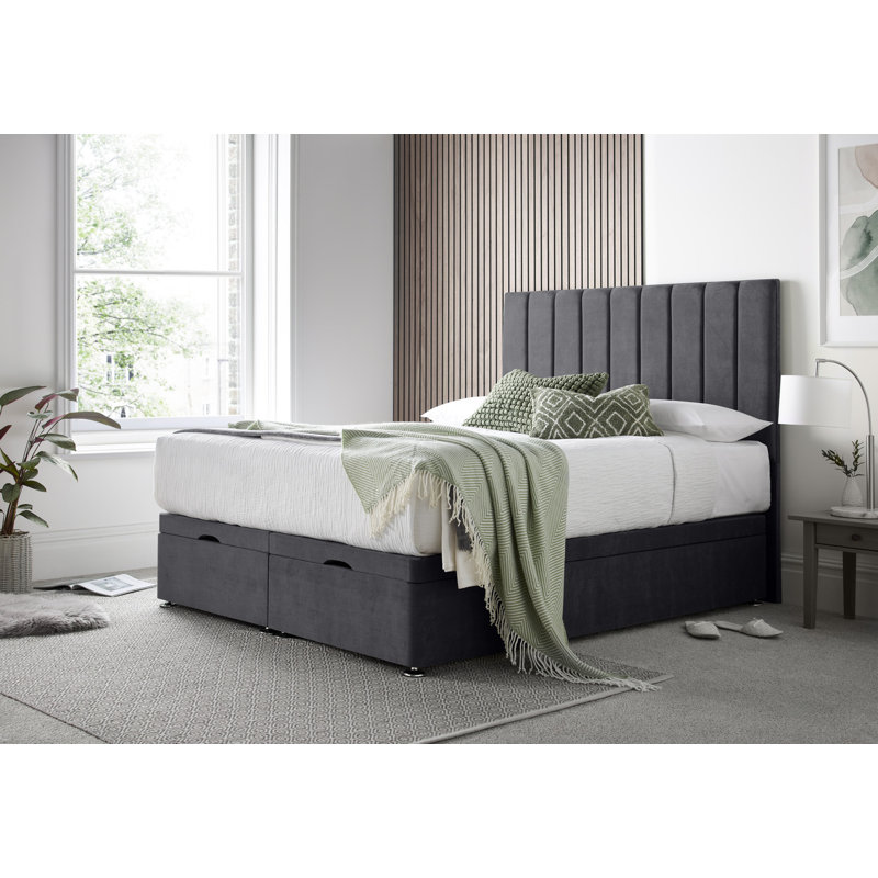 Sara Naple Divan Ottoman with Floor Standing Headboard, Black, Super King (6')