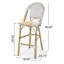 Tabouret de bar d'extérieur PE en rotin français, structure en aluminium avec finition en bambou (ensemble de 2)