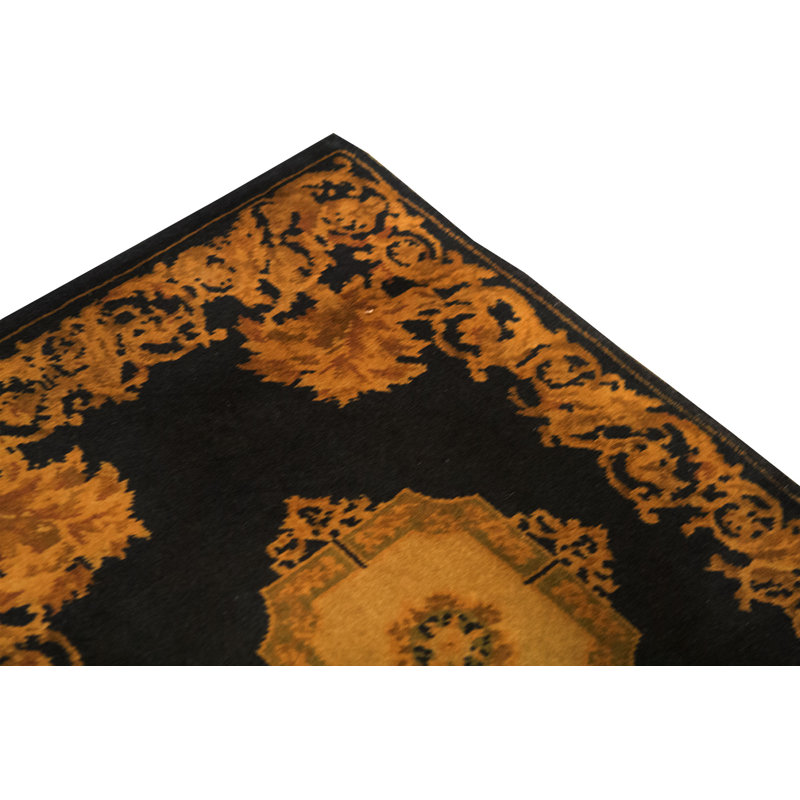 Hand-Knotted High-Quality Black Area Rug