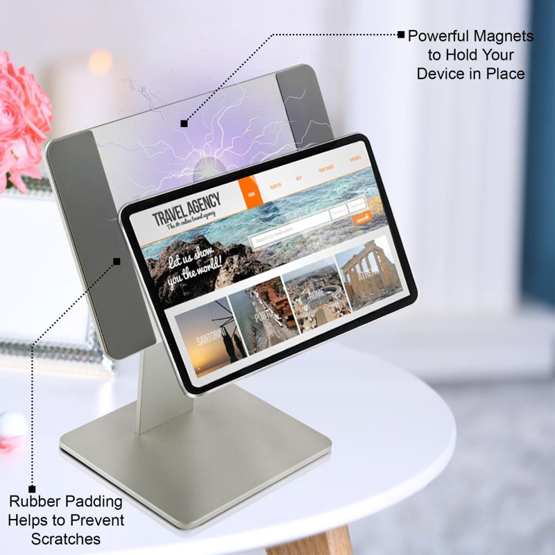 Support magnétique pour tablette - support pour iPad pour bureau, support de bureau compatible avec tablette de 4 à 12,9 po - rotation de 360 °, support pour iPad de 12,9 po (Gen 3 à 5), iPad de 12,9 po (Gen 4) par GABOR