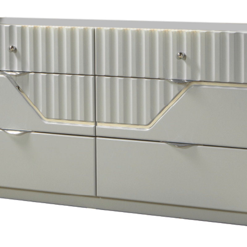 Modern Style 6- Drawer Dresser Made With Wood In Grey (Dresser)