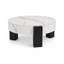 Table basse ronde de rangement de 33 pouces avec couvercle amovible, plateau en marbre blanc et pieds en bois noir