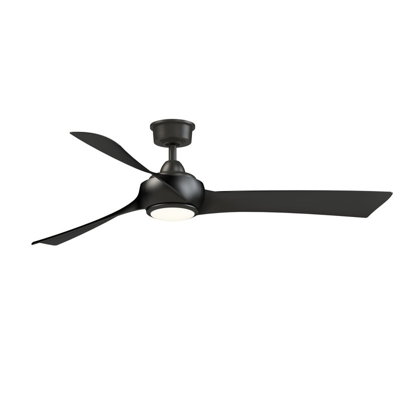Wrap Custom 60 inch Indoor/Outdoor Ceiling Fan with LED CCT Select Light Kit - Dark Bronze with Black blades, Black