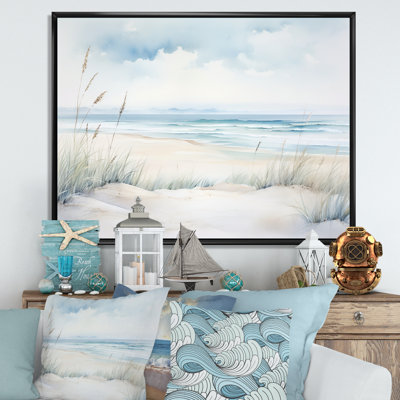 «Soft Color Beach Horizon III - Coastal Minimalisme», art mural
