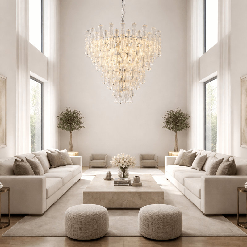 Lustre en verre transparent 35 po Vega, Chrome