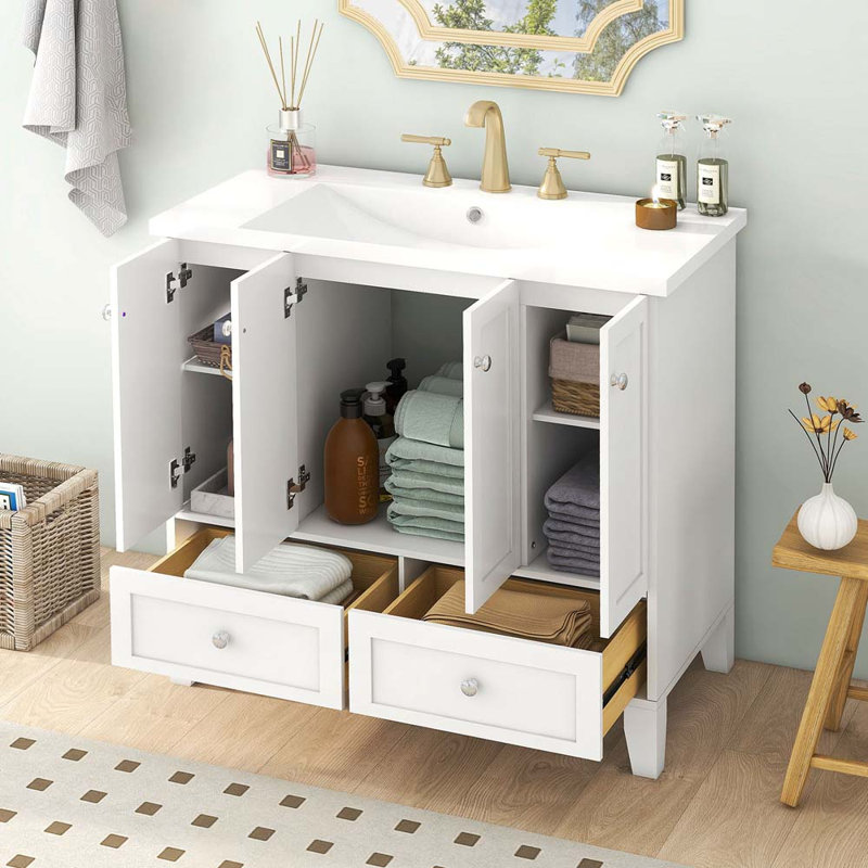 Ensemble de meuble-lavabo autoportant Speroni, Blanc