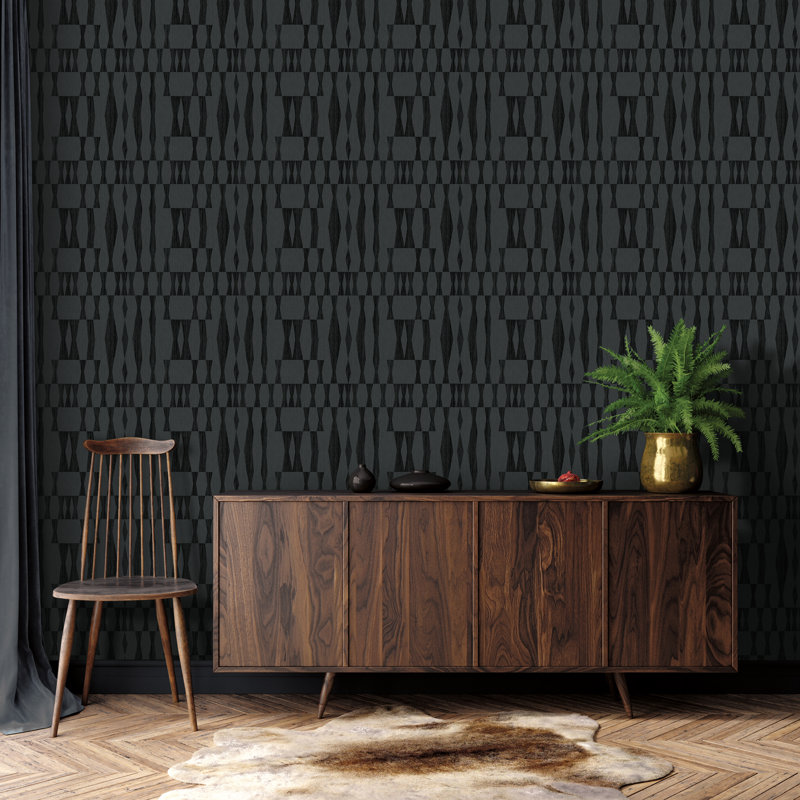 Diyar 16.5' L x 20.5" W Textured Peel and Stick Wallpaper Roll, Carbon