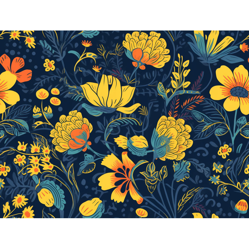 Machine Printed Comforter, Twin Comforter, Navy/Yellow