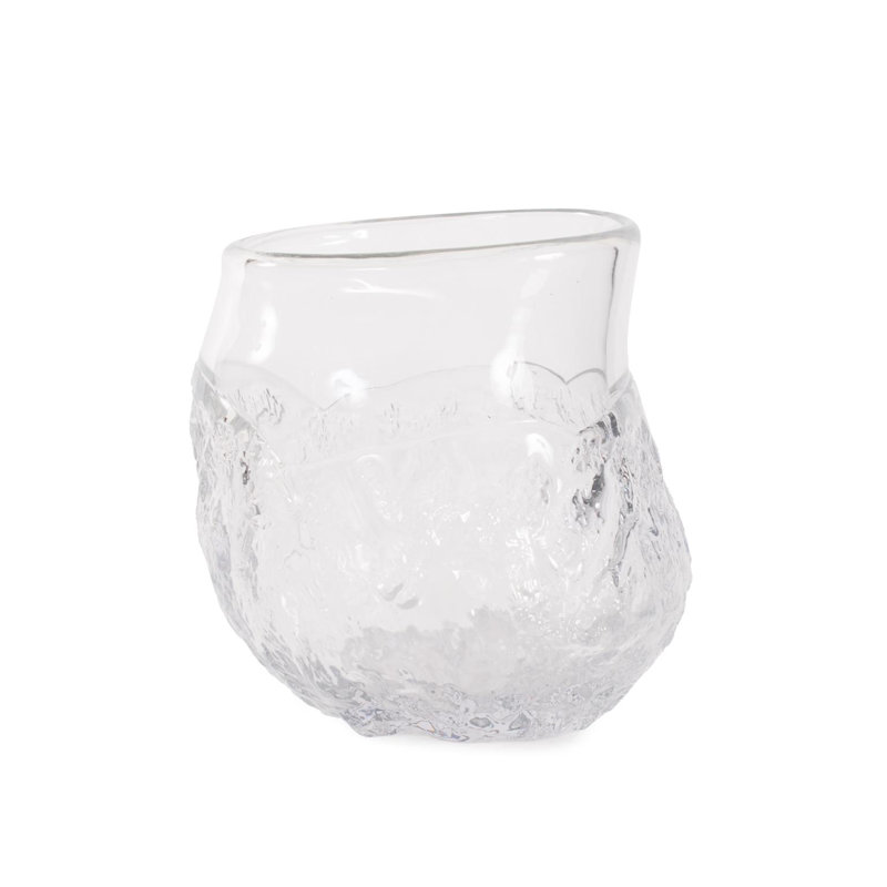 Portage Ice Clear Abstract Glass Vase- Tall, 7.25" H x 7.5" W x 5.5" D