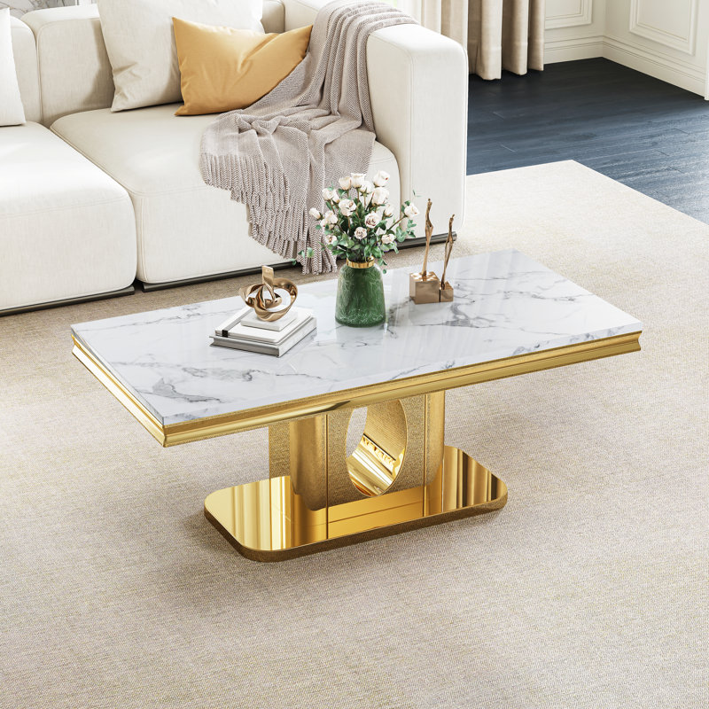 Table basse Modern Modern, Blanc, Doré