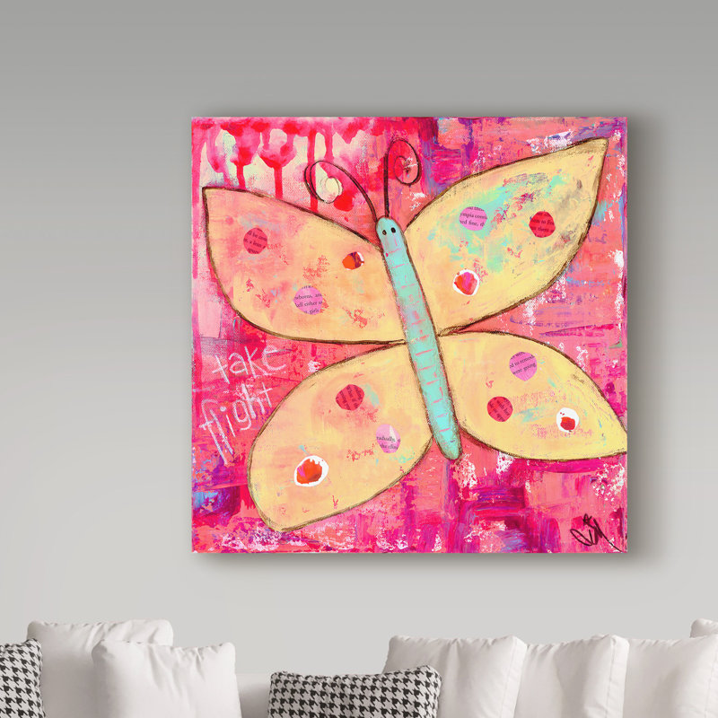 Art sur toile Huso «Yellow Butterfly», H 24 po x l 24 po x P 2 po