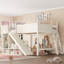 Grand lit mezzanine avec tablettes de rangement et garde-robe, lits mezzanine en bois massif avec glissières et échelles amovibles, aucune boîte à ressorts nécessaire (protection par brevet)-2067236608