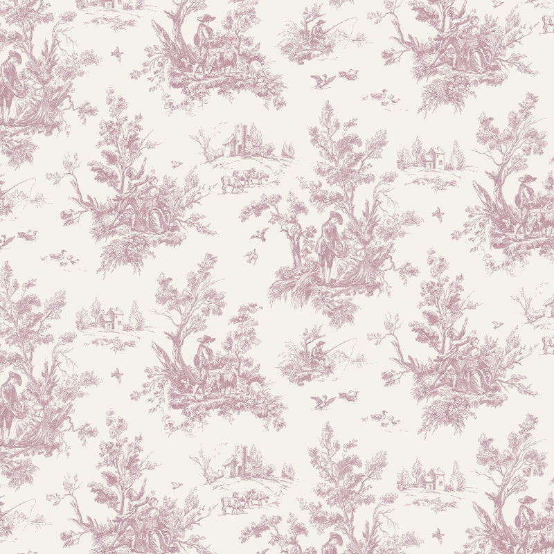 Rouleau de papier peint L 33 pi x l 20,5 po Charlita, Prune / bourgogne / crème