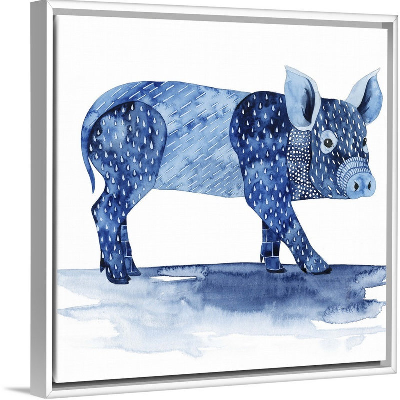 Art mural sur toile Cobalt Farm Animals II, H 38 po x l 38 po x P 2 po, Toile avec cadre blanc