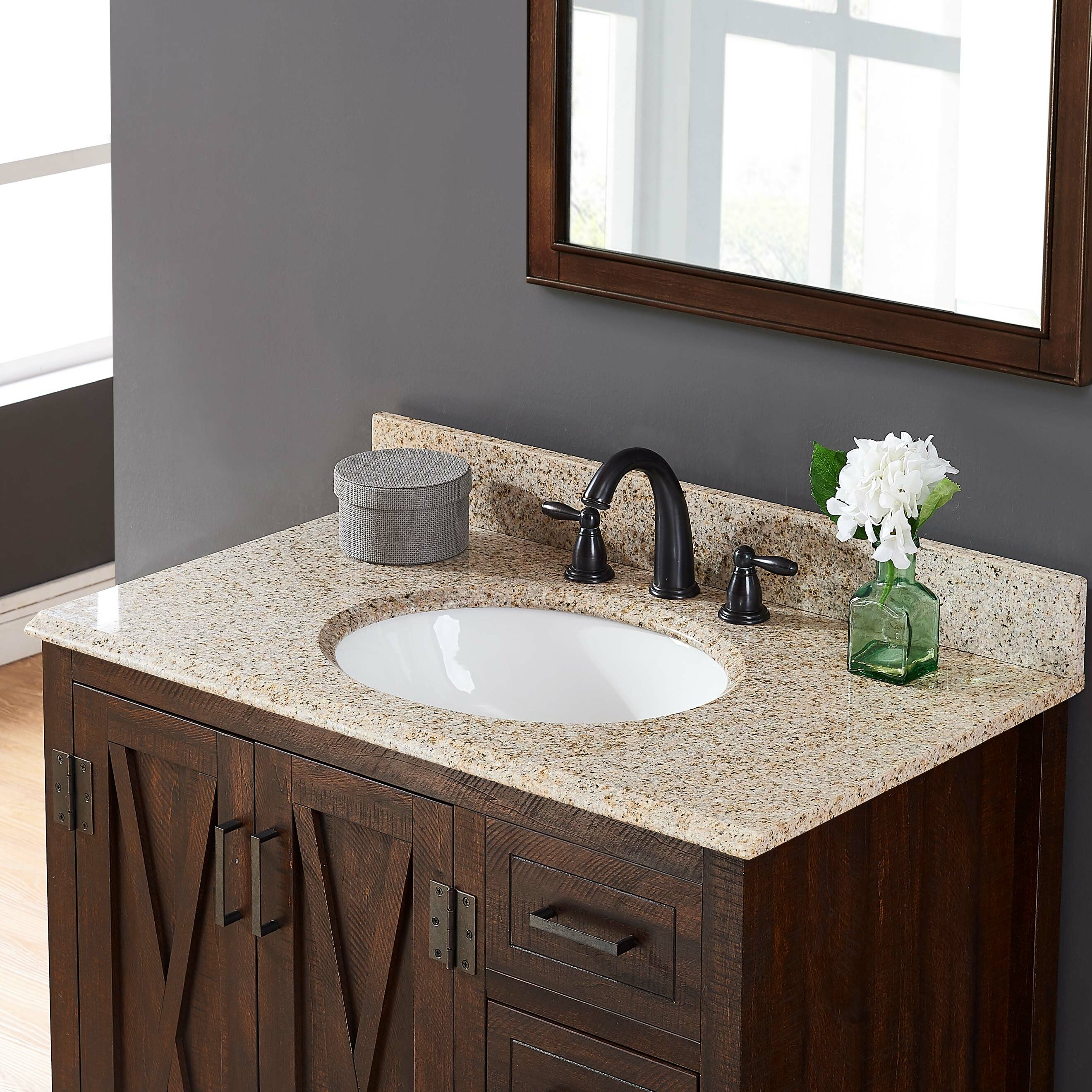 Tile & Top 31'' Granite Single with Sink and 3 Faucet Holes & Reviews | Wayfair