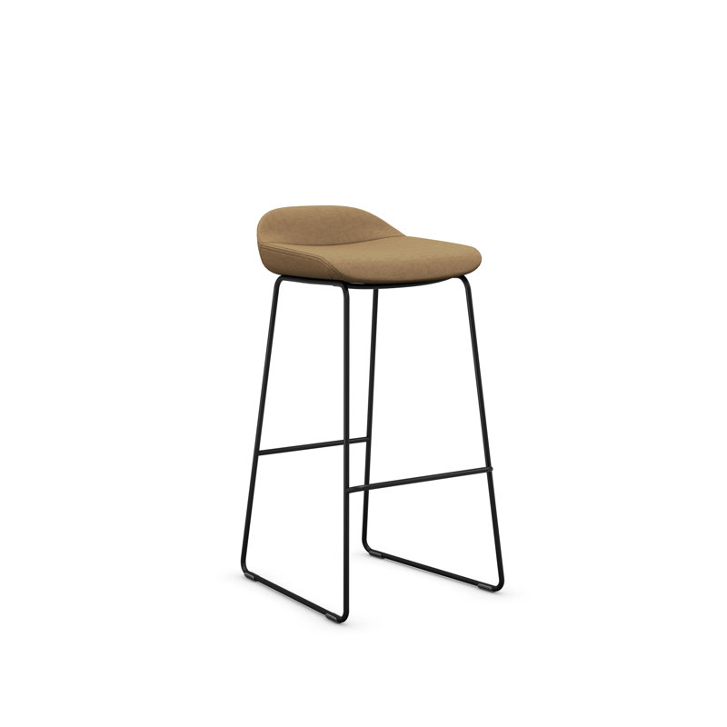 Tabouret Lilly , Noir, Polyester latte, Tabouret de bar (siège d'une hauteur de 30 po)