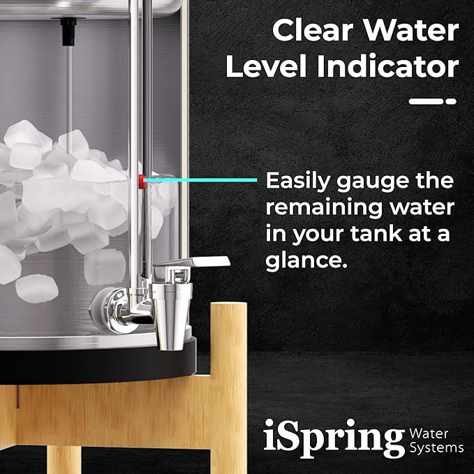  iSpring Sight Glass Spigot with A Clear View Water Level, Compatible with Berkey® and Waterdrop® Gravity-Fed Water Filtration System, Stainless Steel Food-Grade Material
