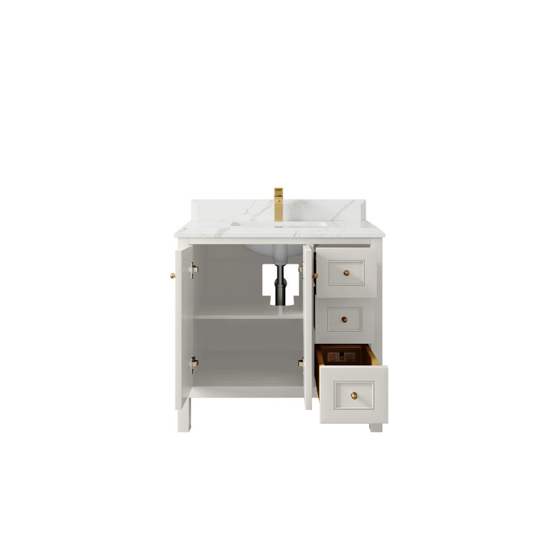 Nashville X P 22 po Meuble-lavabo de salle de bain D, Albâtre , Calacatta Laza