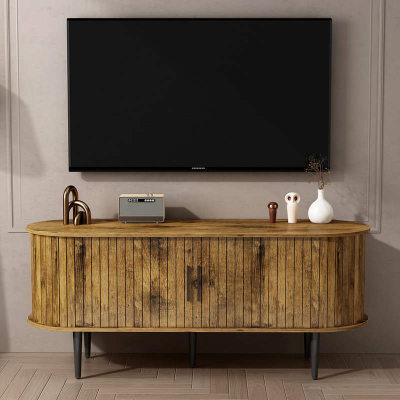 Meuble télé avec porte coulissante et armoire, Brown