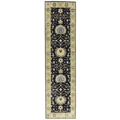 One-of-a-Kind Runner 2'7" X 9'11" New Age Runner Wool Area Rug in Black/Blue/Gold