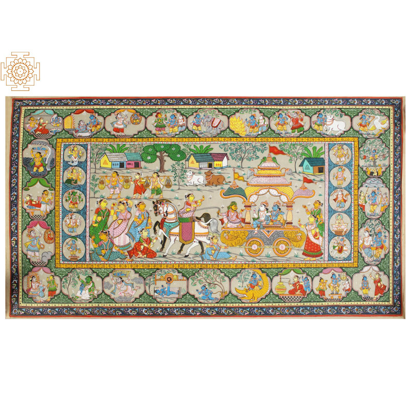 Shri Kirshna Mathura Vijay Stories, peinture | Peinture de Patta sur soie de tussar