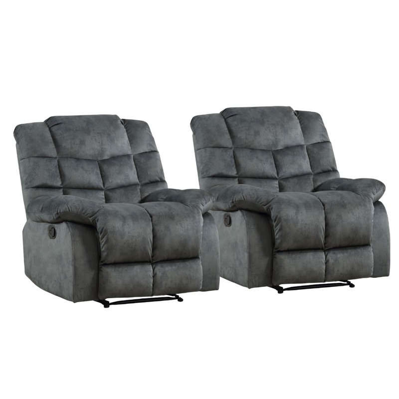 Kingstin 36.9" Wide Modern and Soft Overstuffed Manual Recliner, Smoke Gray