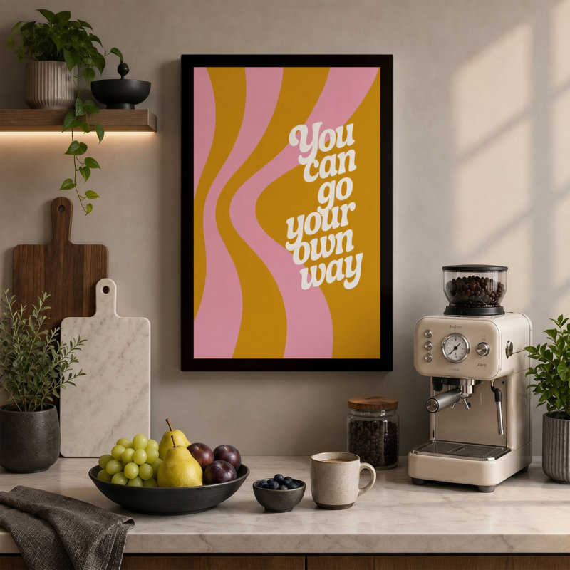 You Can Go Your Own Way Typography 1 Piece Wrapped Canvas Wall Art, 36x24 - 91.4 x 61.0 cm, Sage Border