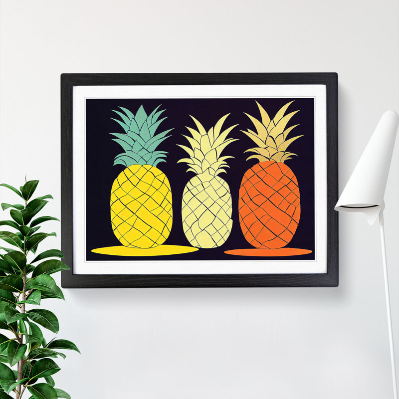 Abstract Pineapple Art Vol.2 - Framed Print, Black, 34cm H x 46cm W x 2cm D