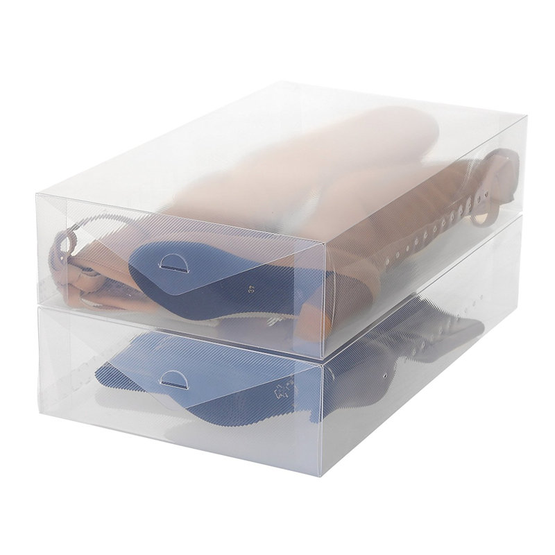 Ensemble de boîtes de rangement pliables en plastique pour rangement à chaussures 2 paires