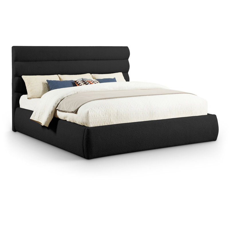 Lit en tissu Adam Boucle, Très grand, Tissu bouclé noir