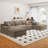 Boneless 136" U Shaped Sectional Couches, Corduroy Sectional Sofa With Reversible Storage Ottoman, 4 Seater Sofa With Throw Pillows Upholstered L-Shaped Couch For Living Room-779772829-779772830
