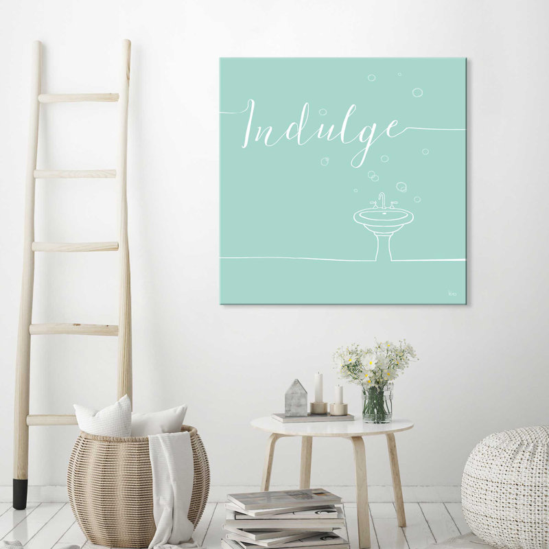 «Underline Bath VII Teal», art textuel, H 18 po x l 18 po x P 1 po, Toile tendue
