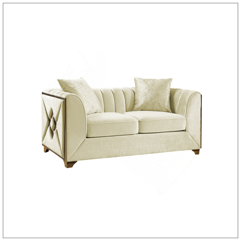 Causeuse moderne de style moderne avec accents dorés, revêtement en velours luxueux et structure en bois massif pour un confort et une élégance durables