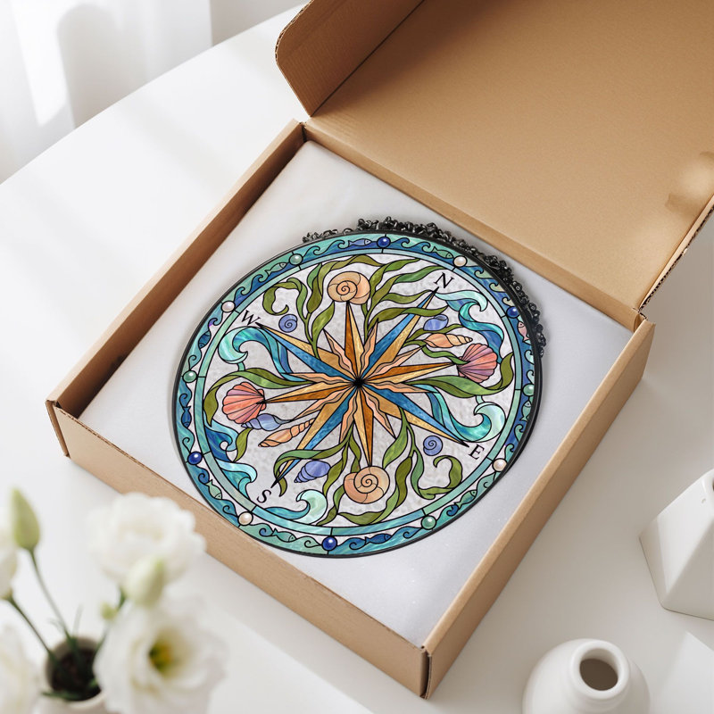 Vitrail Compass Rose, H 7,8 po