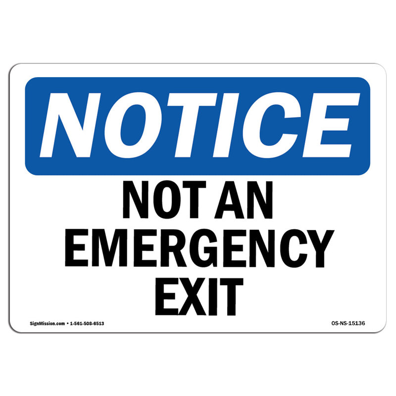 Enseigne en aluminium 12 x 18 Pas une sortie de secours