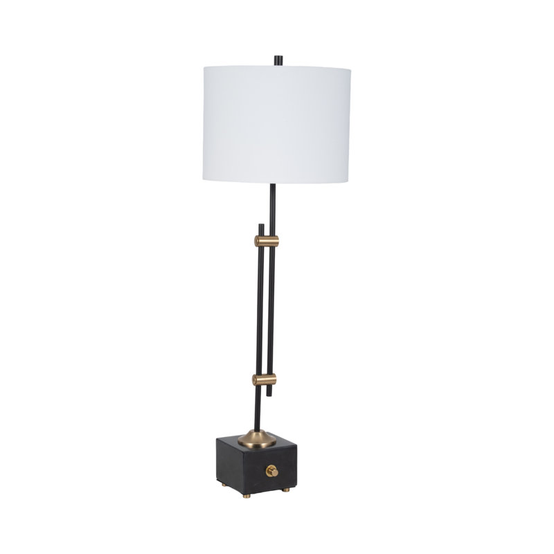36" Hilliard Marble Buffet Table Lamp, Gold and Black, 36"H - 12" x 12" x 36"