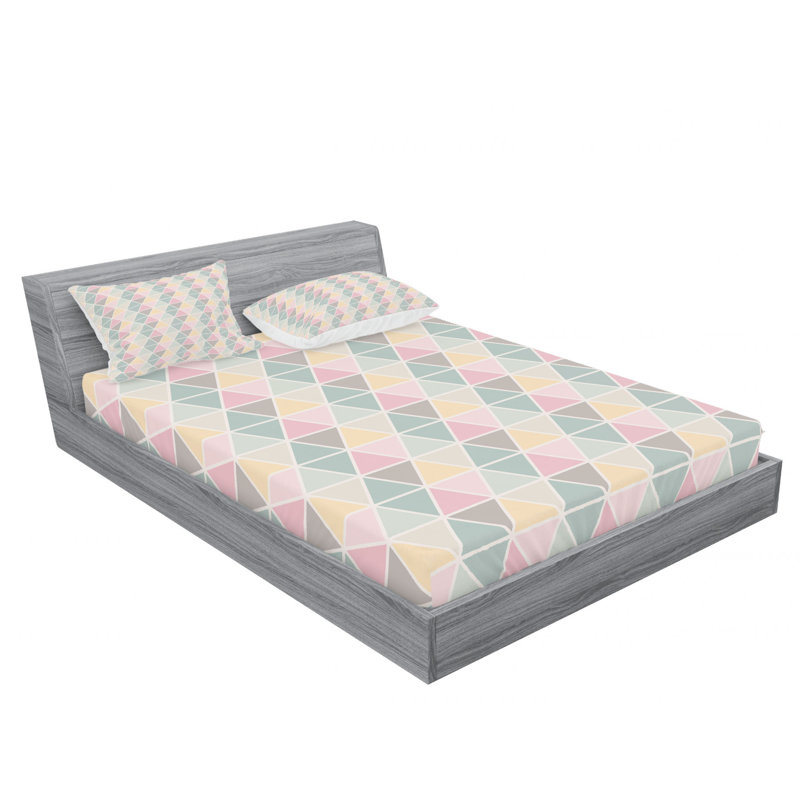 Microfiber Geometric Sheet Set, Queen Sheet Set with Fitted Sheet