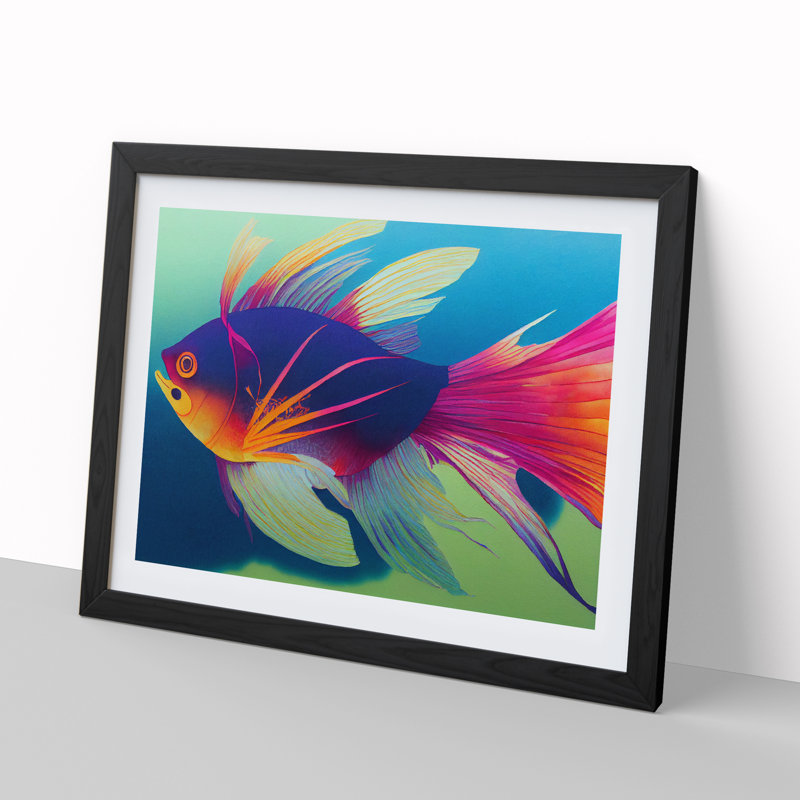 XH1022-3861X Fish Vol.3 1 Piece Single Picture Frame Wall Art, 25cm H x 34cm W x 2cm D, Black