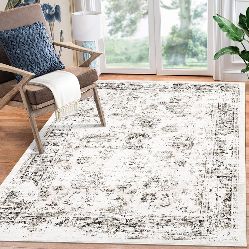 Rectangle Abstract Area Rug, Beige, Rectangle 120 x 170 cm