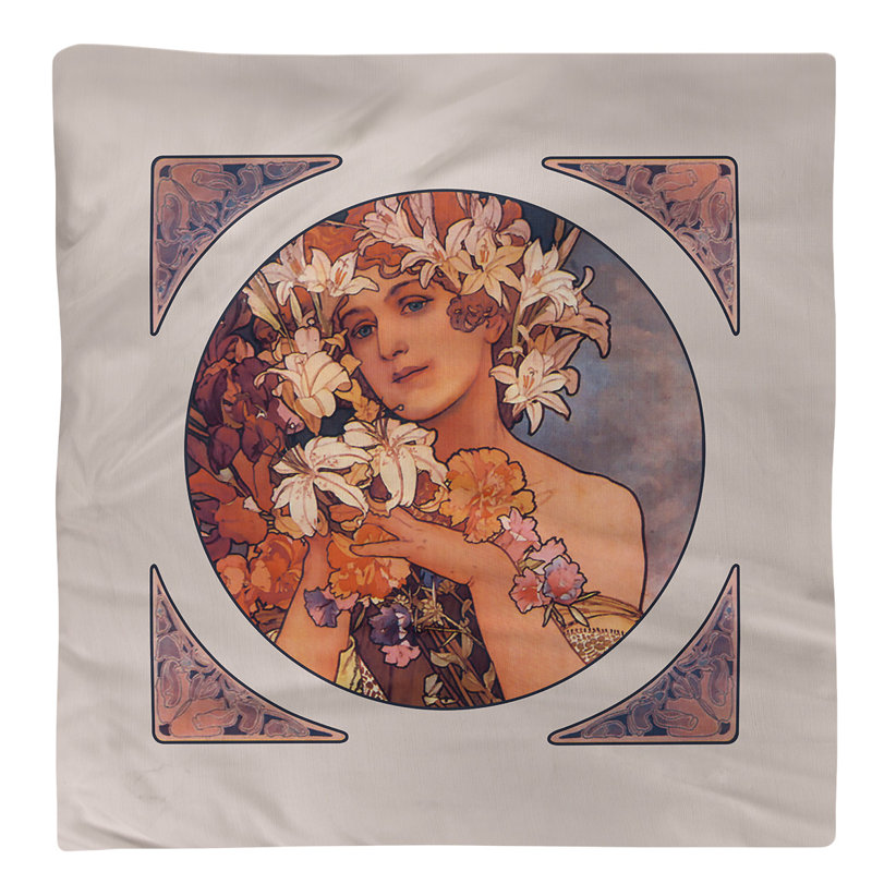 Cotton Floral Square Napkin, Orange