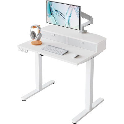 Electric Standing Desk With 2 Drawers, C-Clamp Mount Compatible, Height Adjustable Sit Stand Desk, 4 Memory Presets