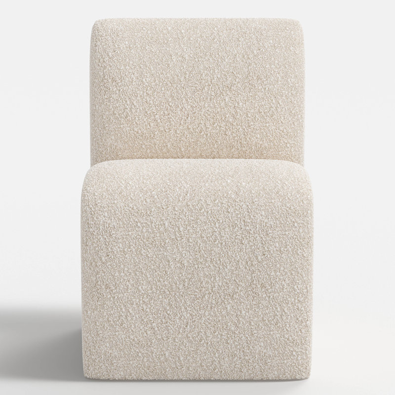 Chaise de salle à manger Salyers, Tissu bouclé ivoire moelleux