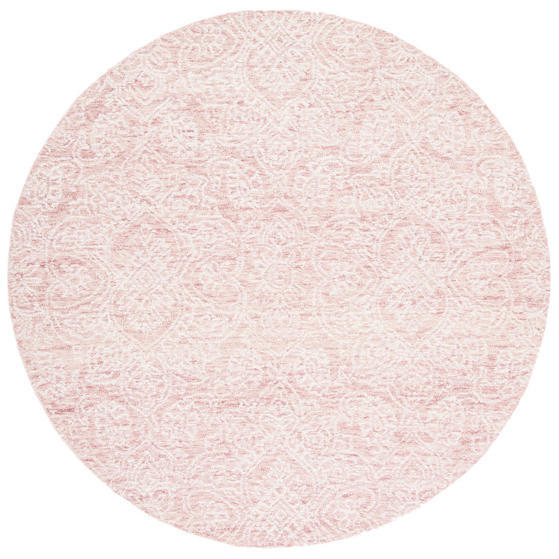Tapis uni en laine et en coton touffeté à la main Irondale, Rond 6 pi