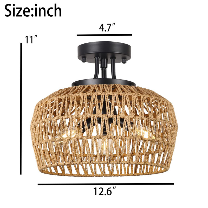 Alomar Rattan Semi Flush Mount